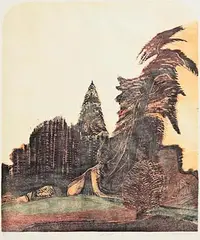 Red Wood by Jennifer Lane, woodcut - number 3 from an edition of 15, sold Aug 2023