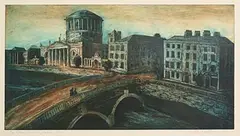 The Four Courts, Dublin by Niall Naessens, 1992, coloured etching - number 5 from an edition of 20, sold Aug 2023