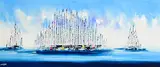 20th Century Contemporary School, Yachts Rafting Up, acrylic on canvas