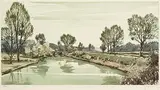 20th Century Irish School, The Canal, etching - number 273 from an edition of 350