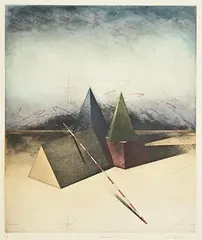 M.A. Godwin, Elements I, coloured etching - artist's proof