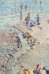 Arthur K. Maderson, Beach Study, Lerici, oil on board