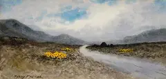 William Percy French, Peat Stacks on the Bog Road, Connemara, watercolour on paper