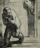 William Orpen, The Newcombes, pencil and black ink on paper