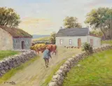 To the Byre for the Night by Charles McAuley, oil on canvas, offered Jul 2023
