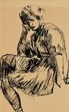 Roderic O'Conor, Seated Lady, pen and ink on paper