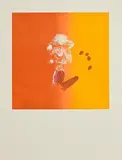 Louis le Brocquy, Head and Handprint, coloured etching - number 52 from an edition of 75