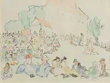 Mary Swanzy, Crowd Relaxing Outside a Church