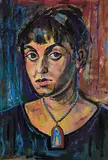 Basil Blackshaw, Portrait of a Girl, 1952, mixed media on board