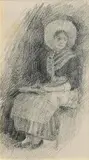 Seated Lady by John Butler Yeats, pencil on paper, sold Jul 2023