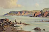 Point of Garron, Co. Antrim by Maurice Canning Wilks, oil on canvas, sold Jul 2023