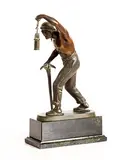 Otto Poertzel, The Miner, bronze on marble base