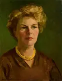 Portrait of a Lady by Maurice Canning Wilks, oil on board, offered Jul 2023