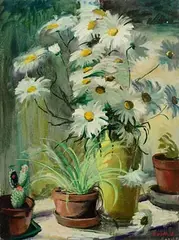 On the Windowsill by Eleanor Harbison, oil on board, offered Jul 2023