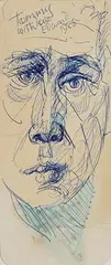 Edward McGuire, Self Portrait, pen and ink on paper
