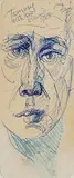 Edward McGuire, Self Portrait, pen and ink on paper