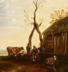 Jacob van Strij, Milking Time, oil on canvas