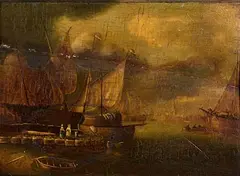 Esaias van de Velde, Ships in Port, oil on panel