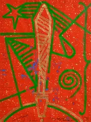 Abdullah Qandell, Padi, mixed media on paper