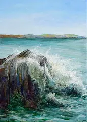 Jo Ashby, A Mighty Crash of Waves, Sherkin, acrylic on canvas
