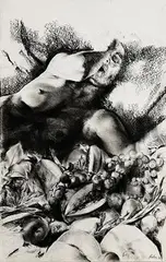 John Keating, Reclining Female Nude, 1996, charcoal on paper
