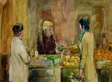 Robert Taylor Carson, The Fruit Stall, 1974, oil on board