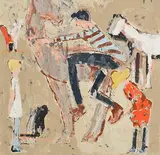 Julie Poulsen, Helping Hand, oil and mixed media on canvas laid on board