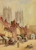 William Bingham McGuinness, Market Day, York, watercolour on paper