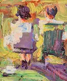 At the Races by Arthur K. Maderson, oil on board, sold Jul 2023
