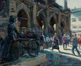 Norman Teeling, Molly Malone, Dublin, oil on board