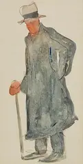 Dublin Man by Michael Healy, watercolour on paper, sold Jul 2023