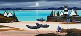 J.P. Rooney, Moonlit Lighthouse, gouache on board