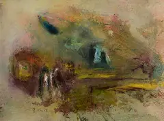 Solstice, Newgrange by Gerald Davis, 1988, oil on paper, sold Jul 2023