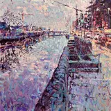 Lavitt's Quay, December, Dusk by Arthur K. Maderson, oil on board, sold Jun 2023