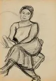 Roderic O'Conor, Seated Lady, charcoal on paper