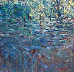 Arthur K. Maderson, Evening, Stroud Pool, Lismore, oil on board