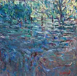 Evening, Stroud Pool, Lismore by Arthur K. Maderson, oil on board, sold Jun 2023