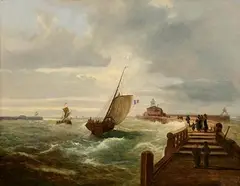 Edwin Hayes, The Pier at Ostend, oil on canvas