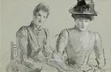 The Yeats Sisters by John Butler Yeats, pencil and wash on paper, sold Jun 2023
