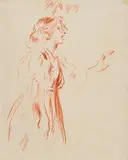 William Orpen, Singer, red chalk on paper