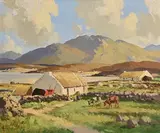 Connemara Cottages by Maurice Canning Wilks, oil on canvas, sold Jun 2023