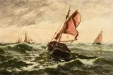 Thomas Rose Miles, Trawlers Off The Coast, oil on canvas