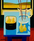 Still Life on Table Top by Graham Knuttel, oil on canvas, sold Jun 2023