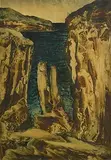 Daniel O'Neill, Cliff's Edge, oil on tracing paper