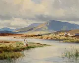 The Currane River, near Waterville, Co. Kerry by Maurice Canning Wilks, oil on canvas, offered Jun 2023