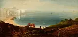 William Sadler II, Coastal Landscape with Fishermen and Animals, Boats Beyond
