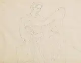 Elizabeth Rivers, The Harpist, ink drawing