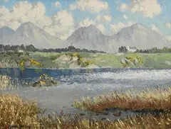 The Lake, Cregduff, Roundstone, Co. Galway by Mabel Florence Young, oil on canvas board, sold Jun 2023