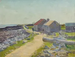 The Pier, Donagh by Michael De Burca, oil on board, sold Jun 2023