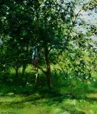 Thomas Ryan, Picking Plums, 1985, oil on board